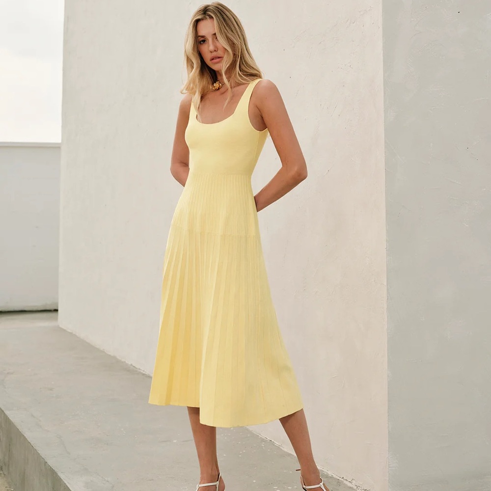 Square-Neck Ribbed Knit Dress - Commense - Picture 7 of 15